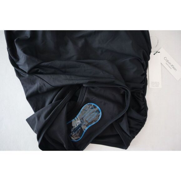 Calvin Klein CG2MS732 Sz 16 Black Ruched High Neck Halter 1-Pc Swimsuit - Picture 6 of 9